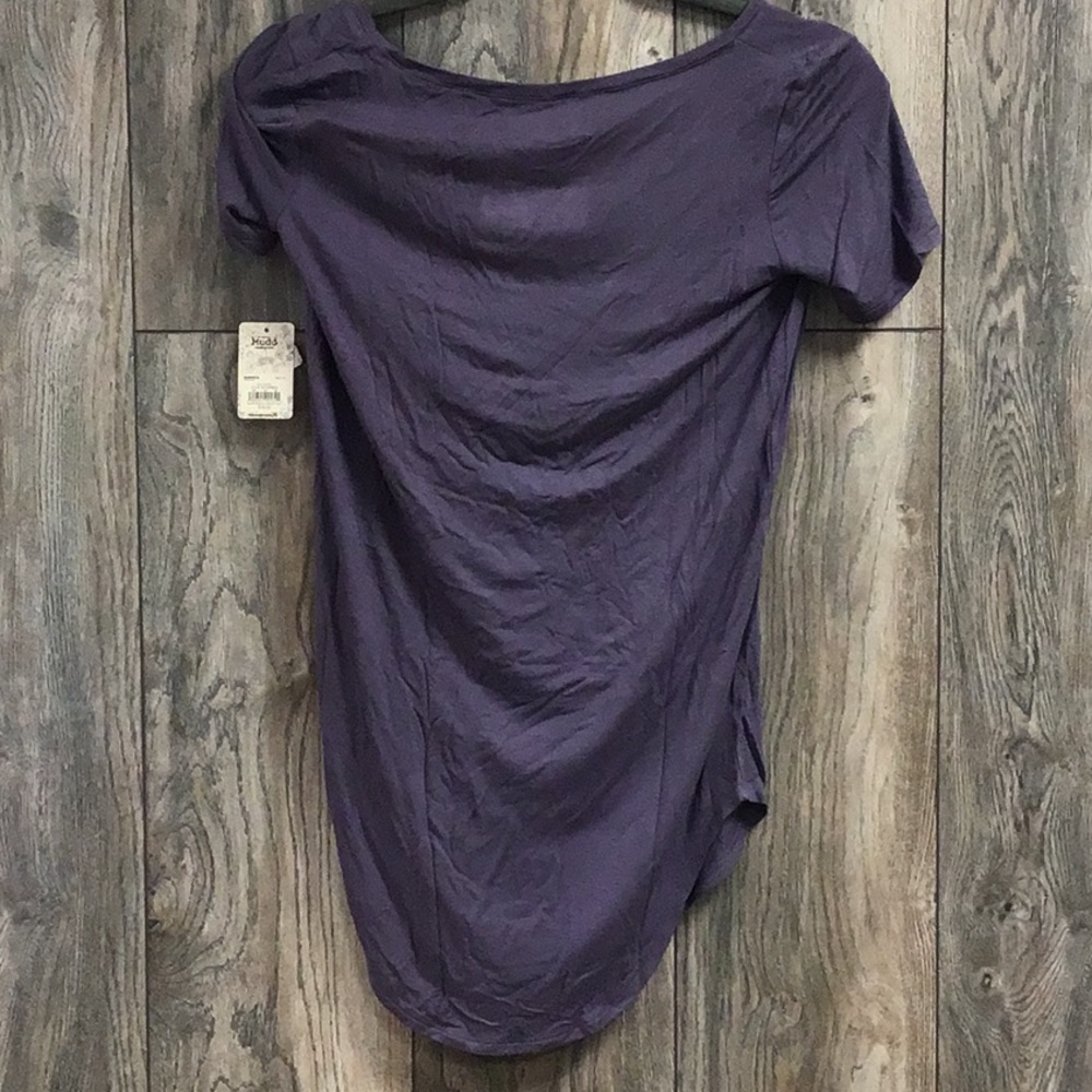 New Mudd Solid V-Neck Tee Solid Purple - image 2
